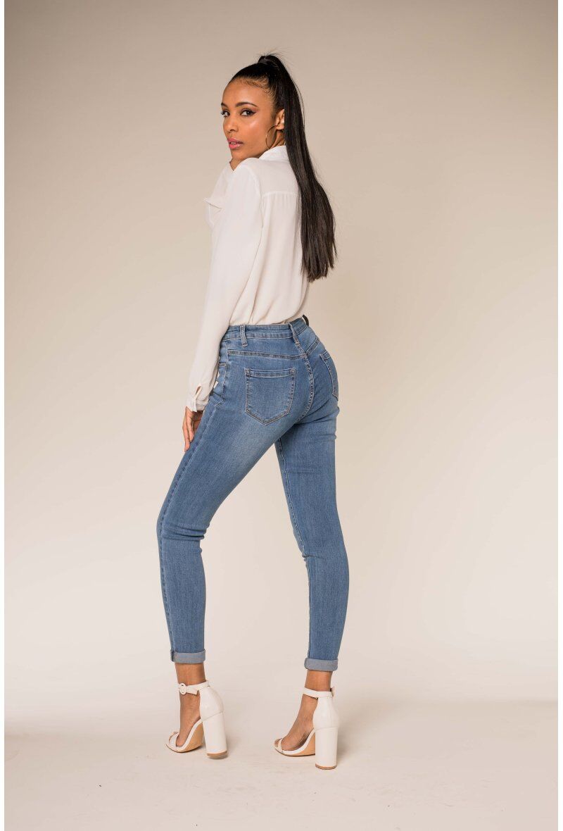 Jean slim taille haute