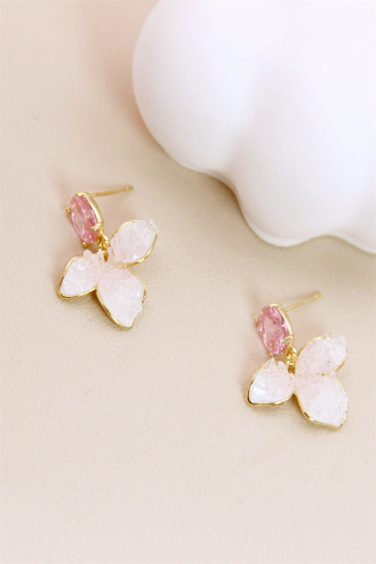 Boucles Feuille orné du verre en tige Argent 925 : Nature Éclatante