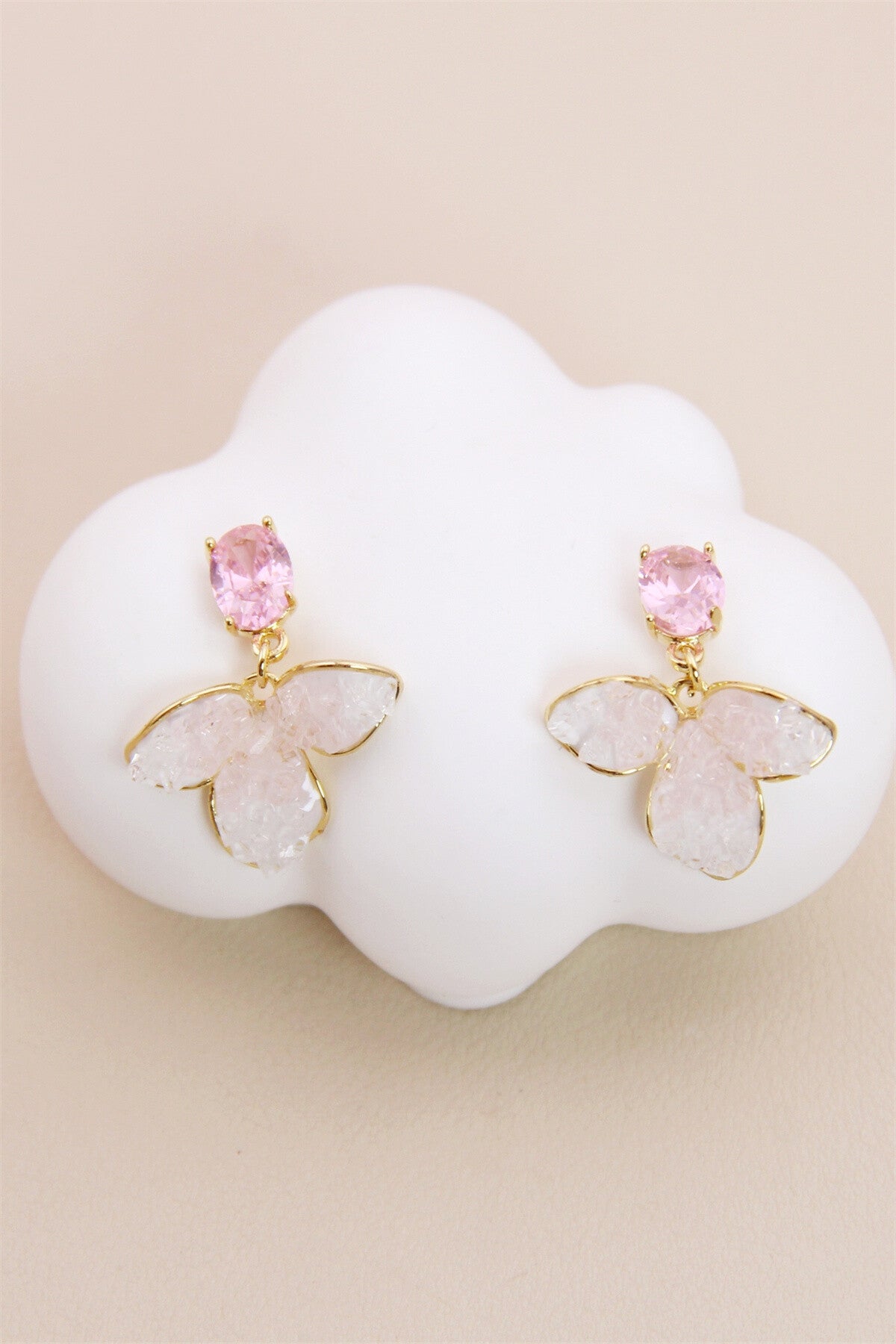 Boucles Feuille orné du verre en tige Argent 925 : Nature Éclatante