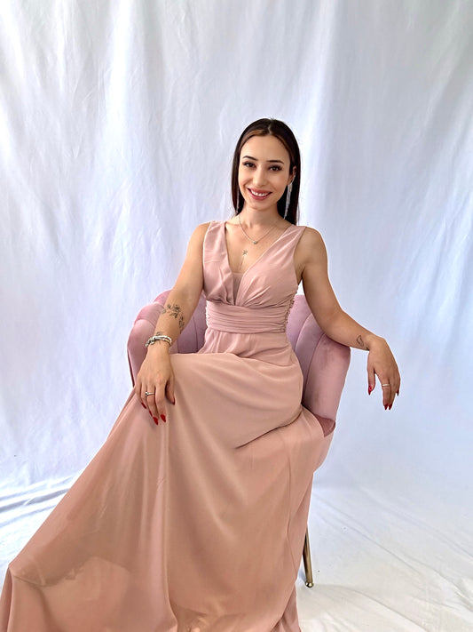 Robe de cérémonie longue à col V