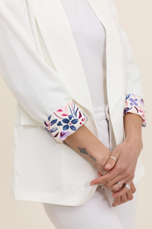 Blazer avec revers à fleurs