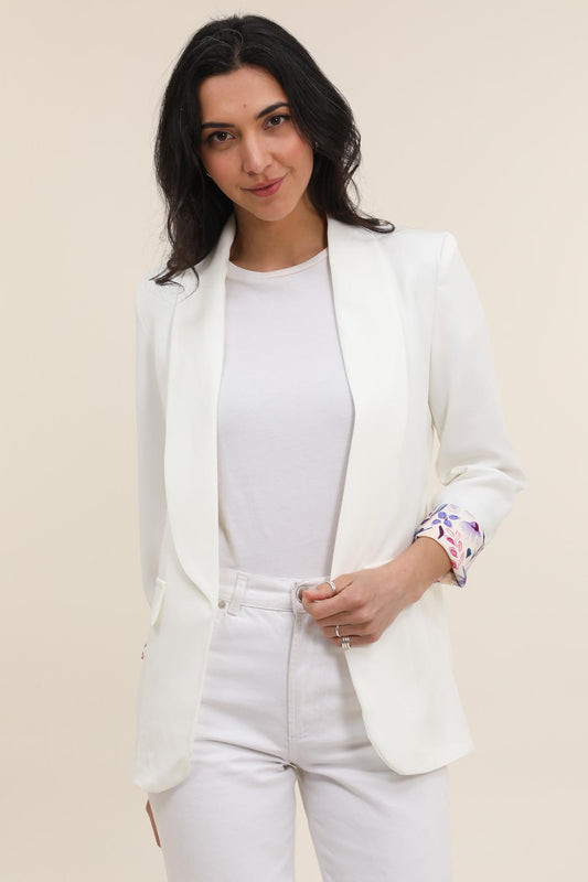 Blazer avec revers à fleurs