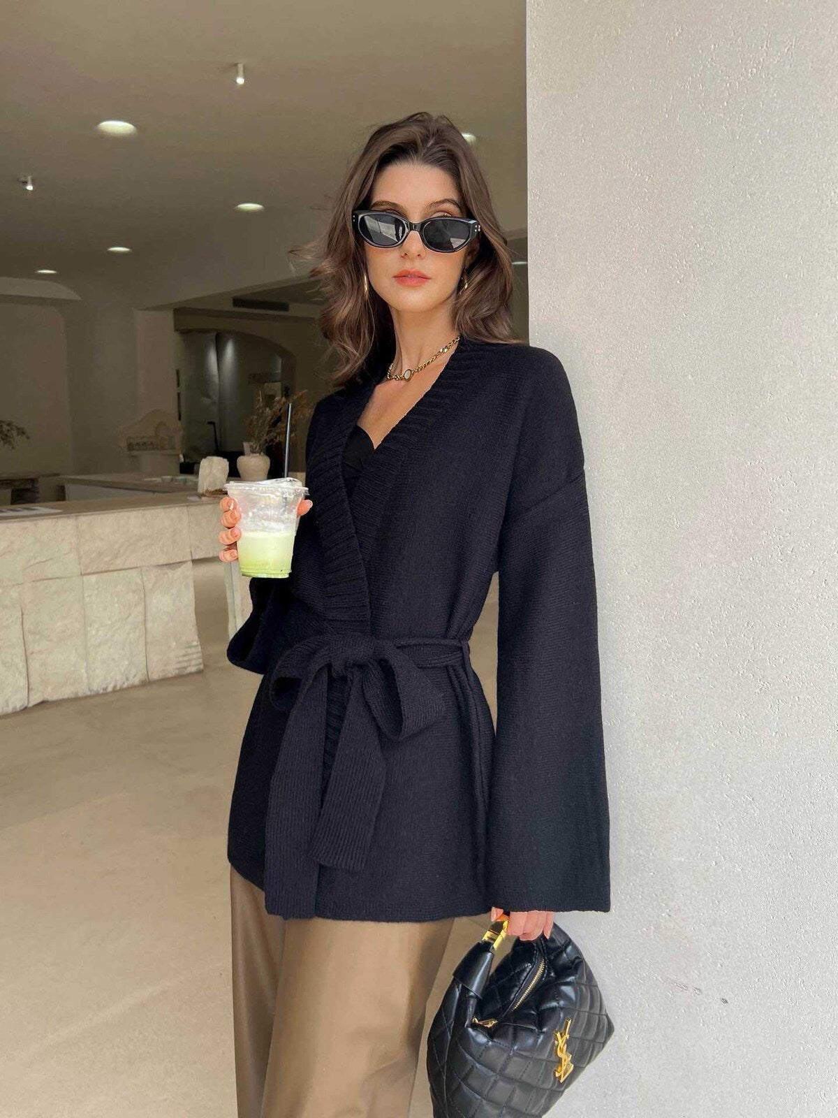 Gilet en maille avec ceinture