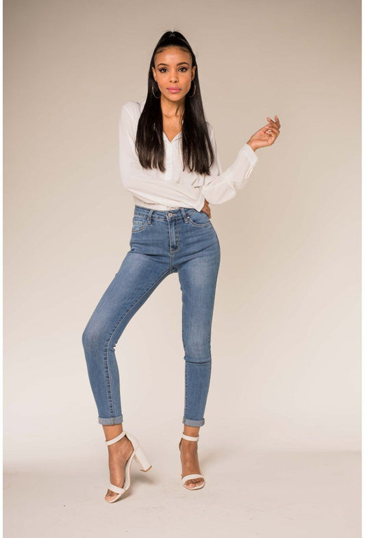 Jean slim taille haute