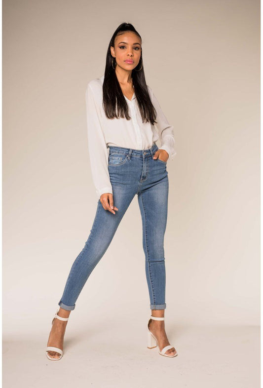 Jean slim taille haute