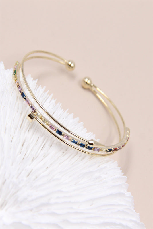 Bracelet jonc clou serti de zirconium hypoallergénique