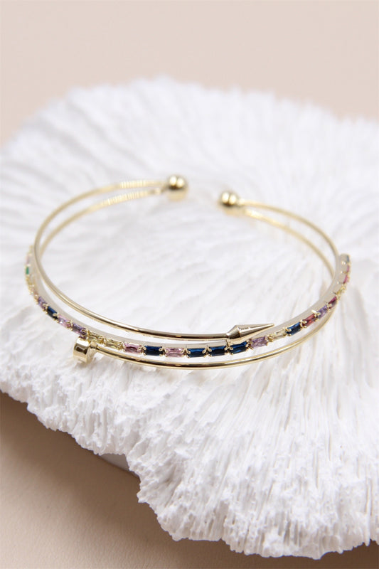 Bracelet jonc clou serti de zirconium hypoallergénique