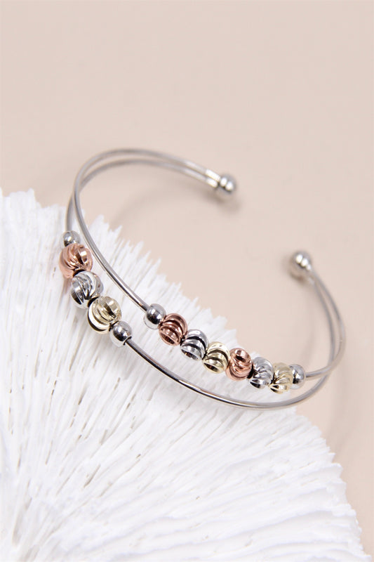Bracelet jonc serti de perle hypoallergénique