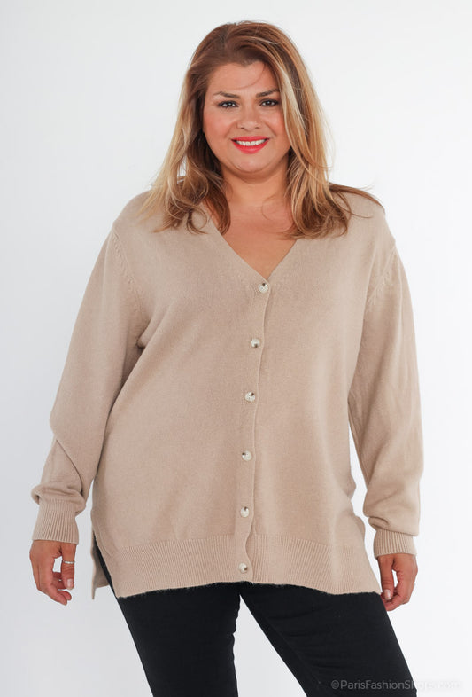 Gilet en maille avec broderie coeur CURVY