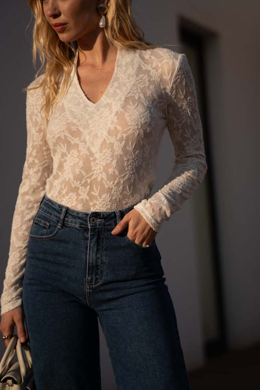 TOP EN DENTELLE COL V