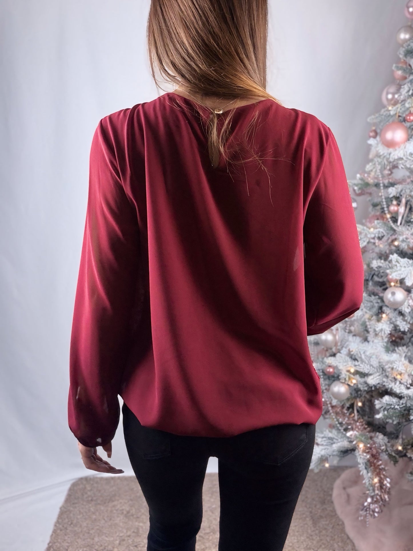 Blouse sequins sur le devant doublure viscose