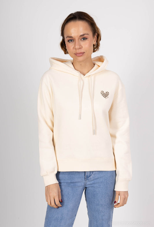 Sweat à capuche imprimé cœur léopard