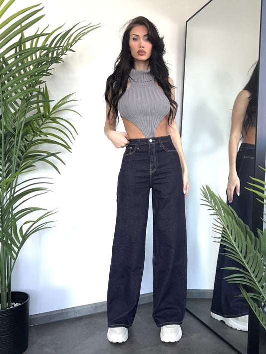 Jean stretch bleu brut Wide leg