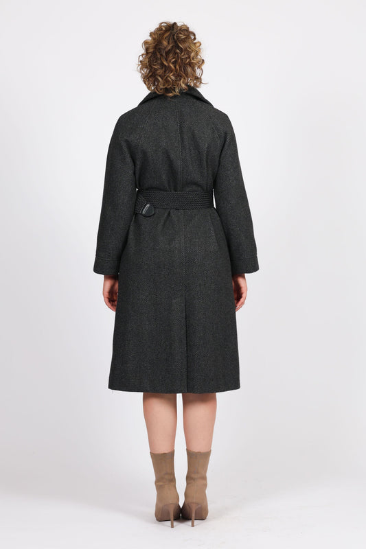 Manteau Mi-Long Ceinturé Élégance Hivernale